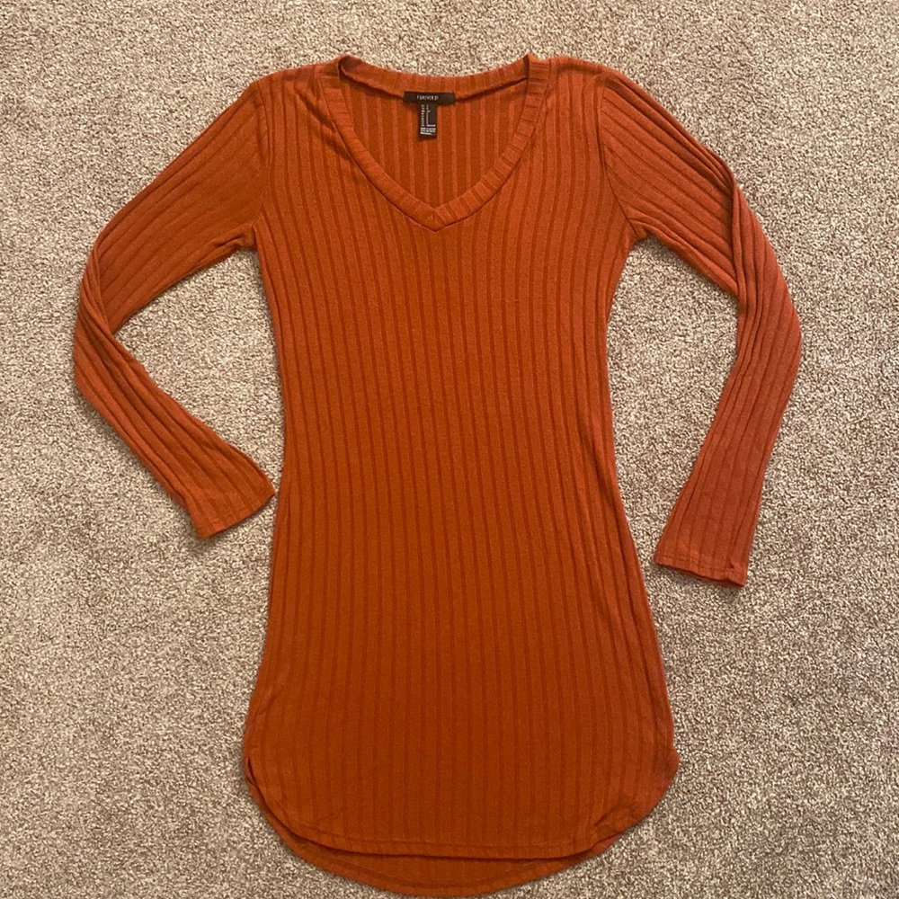 Ribbed Long Sleeve Mini Dress